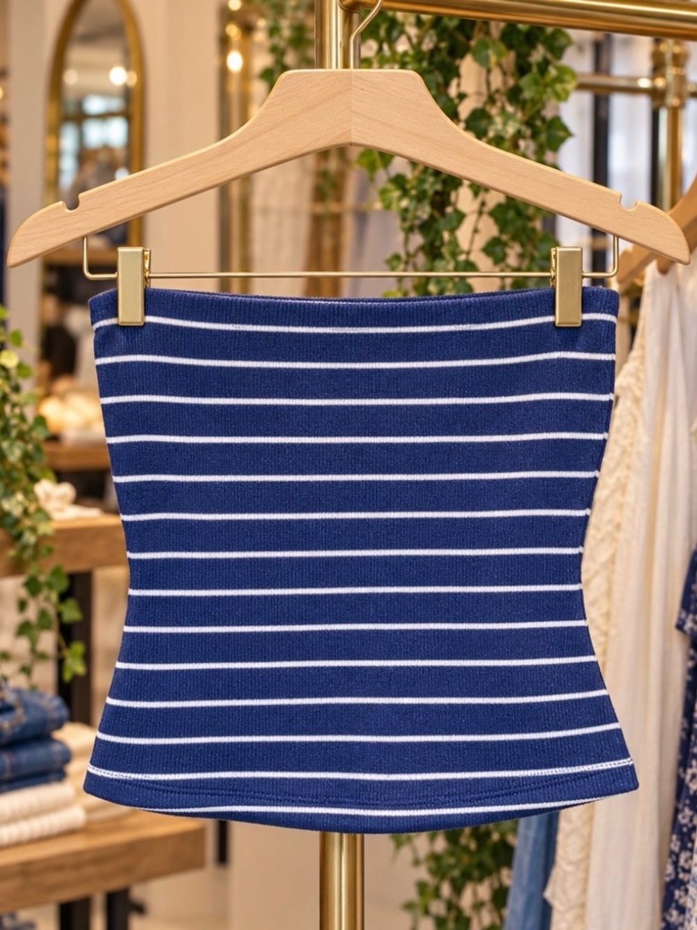 A New Day Navy Blue and White Striped Tube Top Women’s size XS - Small